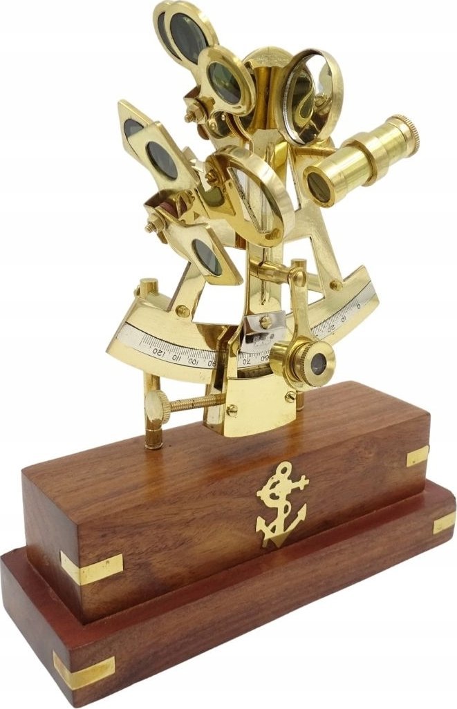 Mosiężny sekstans dekoracyjny na podstawie drewnianej NSOB