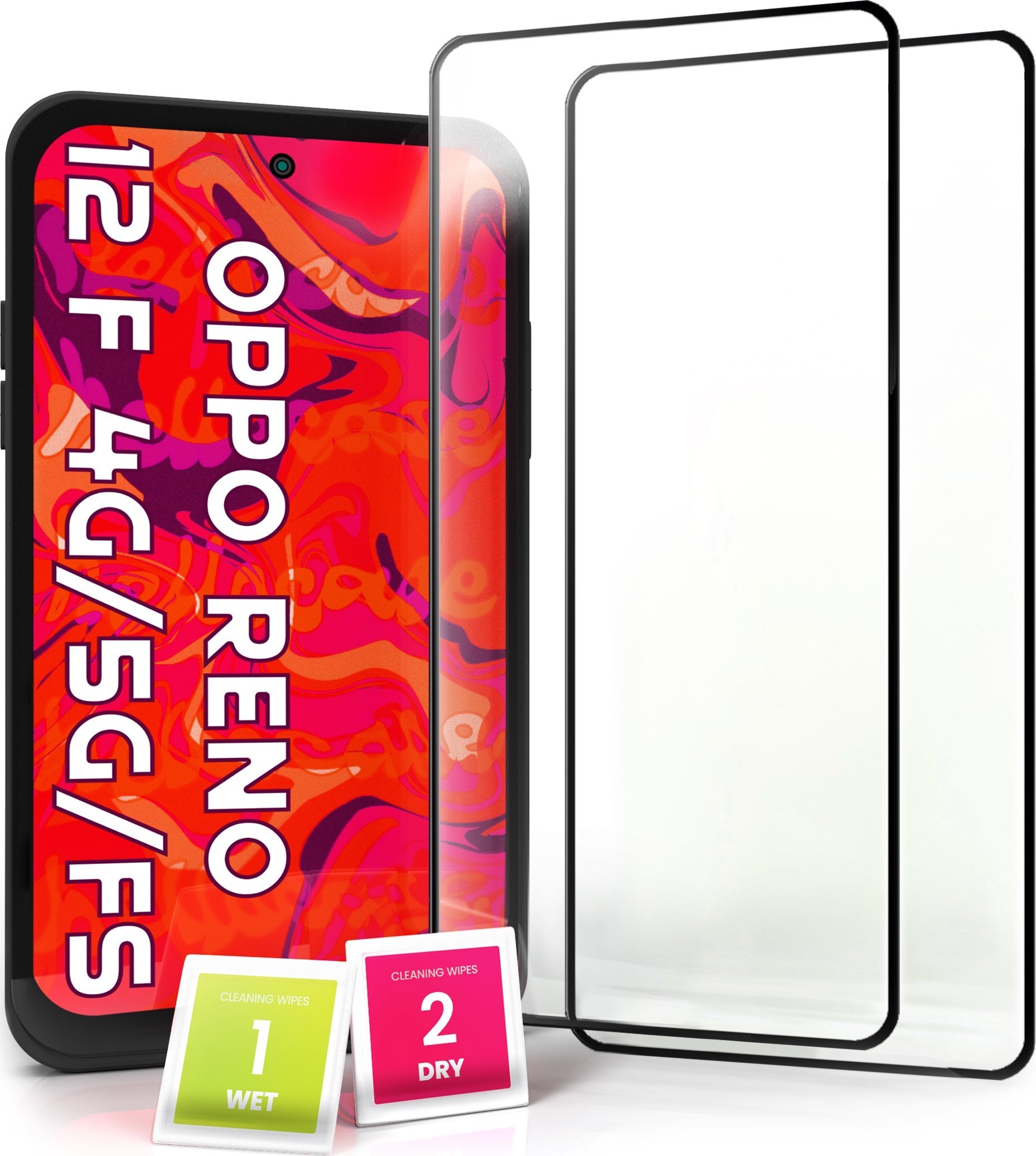 Hello Case 2-pak Szkło Hartowane do Oppo Reno 12 F 4G / 5G / FS Ochronne Pełne 5D 9H