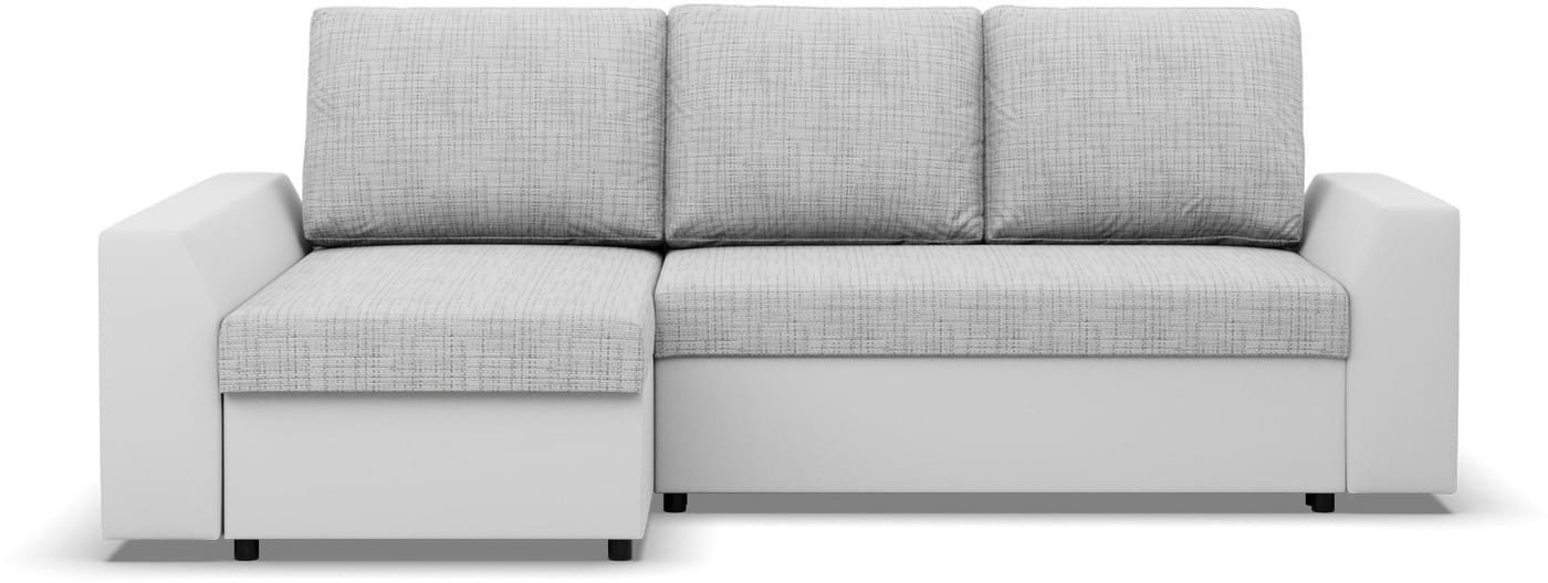 Narożnik z funkcją spania, Viktor, ekoskóra, 243x140x92 cm, biel, szary | TYLETEGOTU