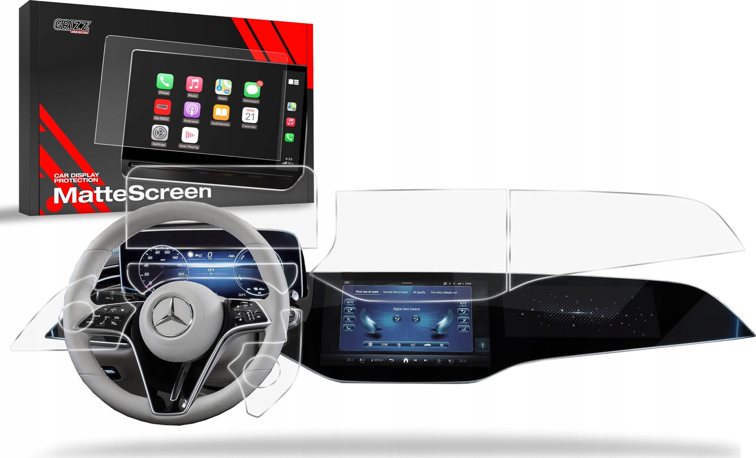 GrizzGlass Folia matowa GrizzGlass CarDisplay Protection do Mercedes E Klasa W214 Superscreen 2023-2024 [5w1]