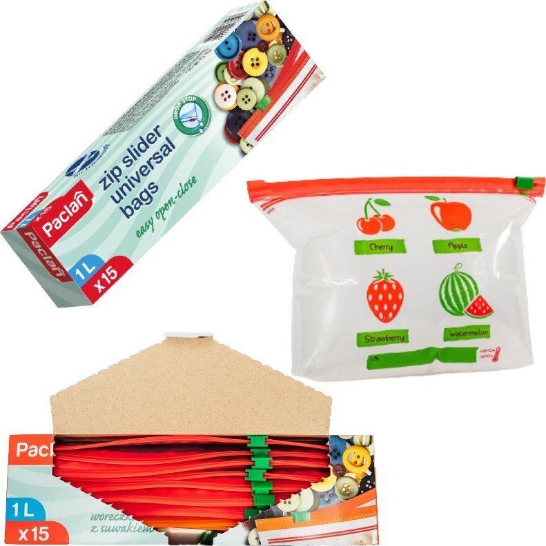 Paclan Woreczki torebki z suwakiem na żywność 1l 15sztuk