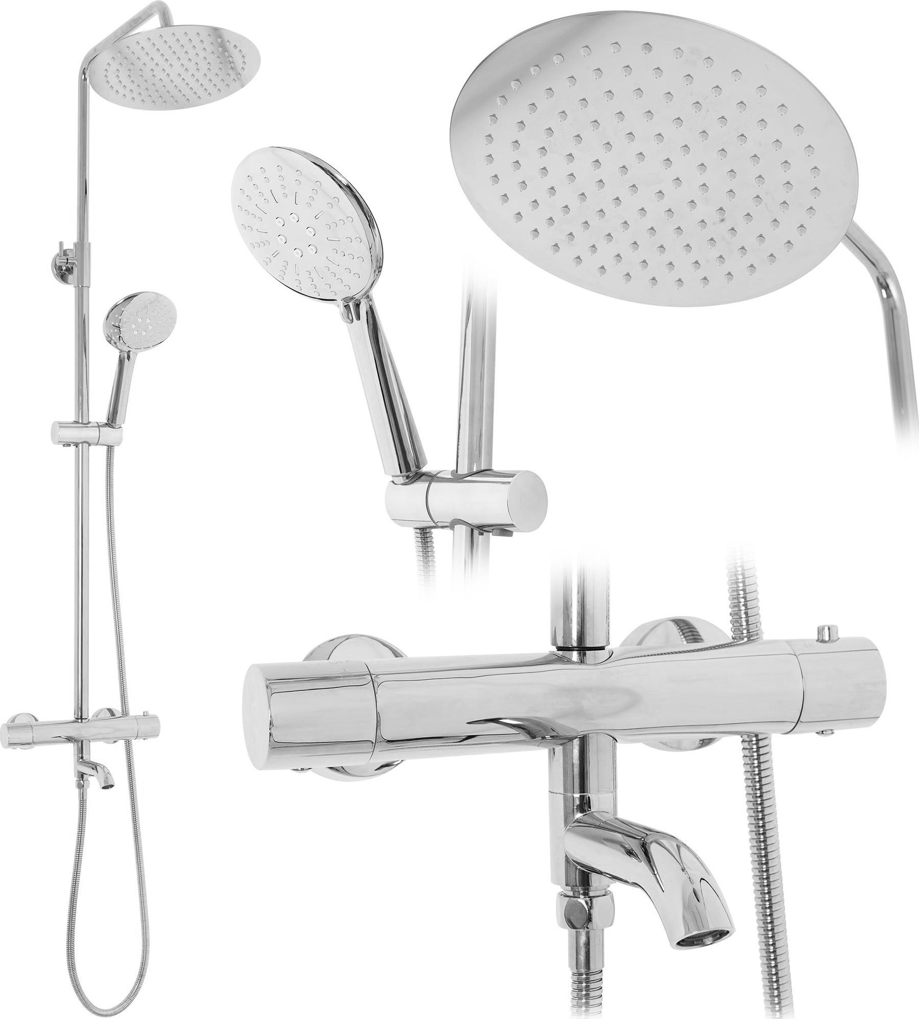 Zestaw prysznicowy Rea Zestaw Prysznicowy Natryskowy Rea Lungo Chrom Z Termostatem