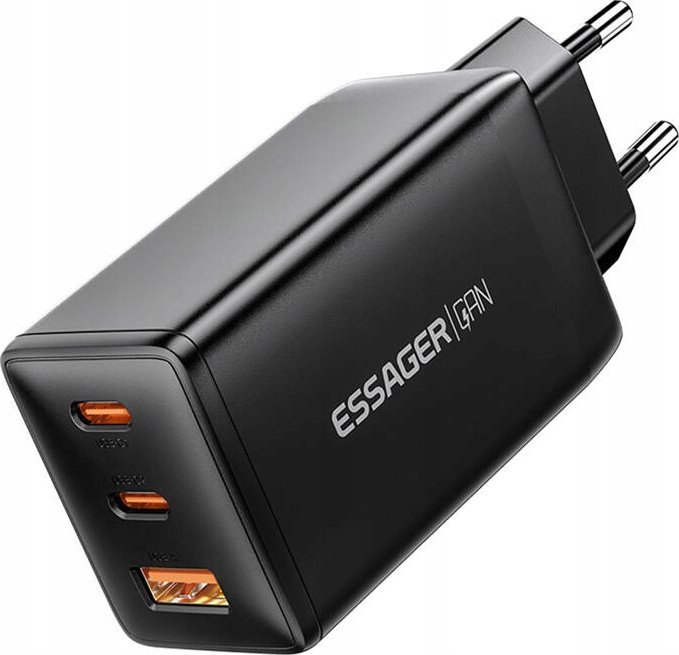 Ładowarka Essager Ładowarka sieciowa, Essager, ECTAC-DYB01-Z, GaN, 2xUSB-C, USB-A, 67W (czarna)
