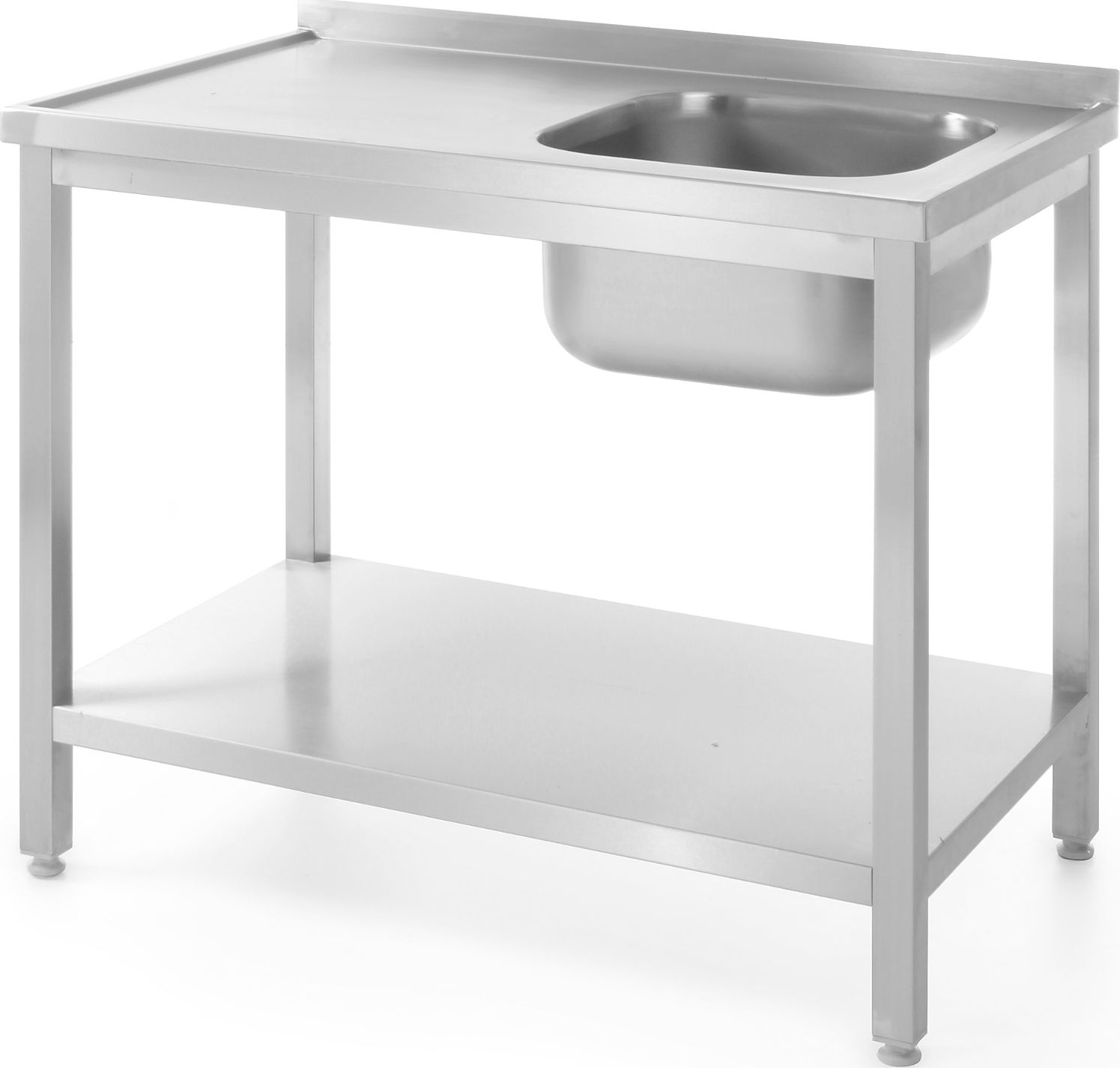 Hendi Stół blat roboczy gastronomiczny przyścienny ze zlewem i półką skręcany 100x70x85 cm PRAWY - Hendi 812938 Stół blat roboczy gastronomiczny przyś