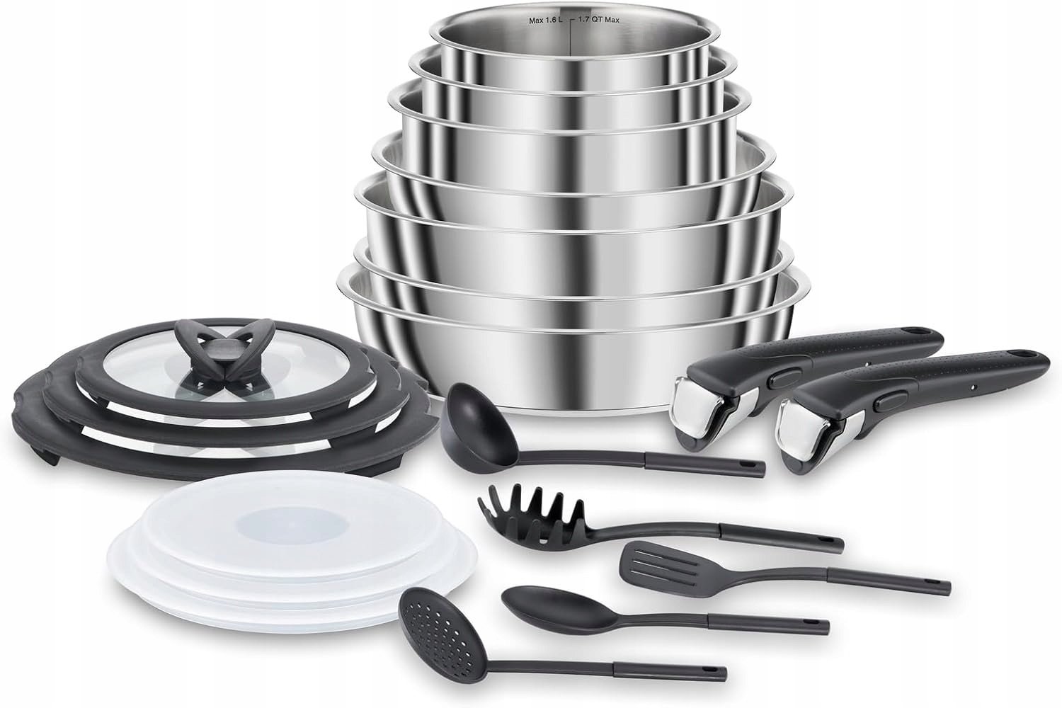 Lagostina Ingenio Inox 20-częściowy zestaw garnków i patelni