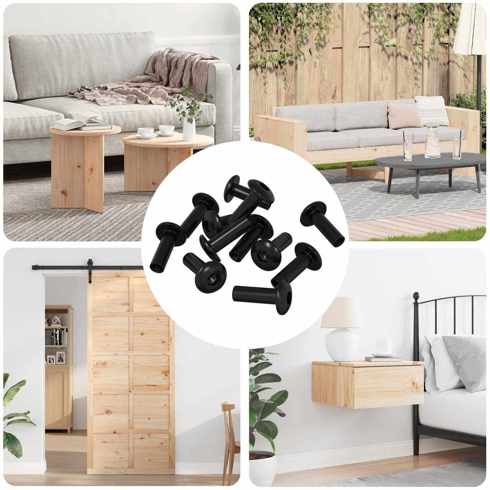 vidaXL Nakrętki Osłonowe 12 pcs Czarny M4 x 14,5 mm Żelazo