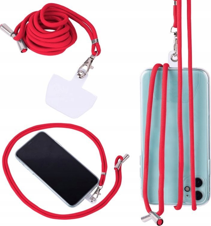 Hello Case UNIWERSALNA TASIEMKA SMYCZKA NA SZYJĘ DO TELEFONU SZNUREK CZERWONY 150 CM