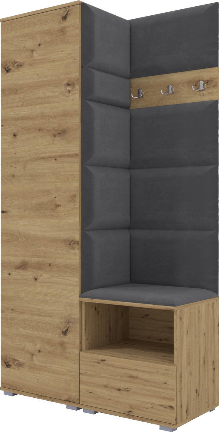 Ravio Tapicerowana garderoba Nela I w kolorze dąb artisan i tkaninie Trinity 15