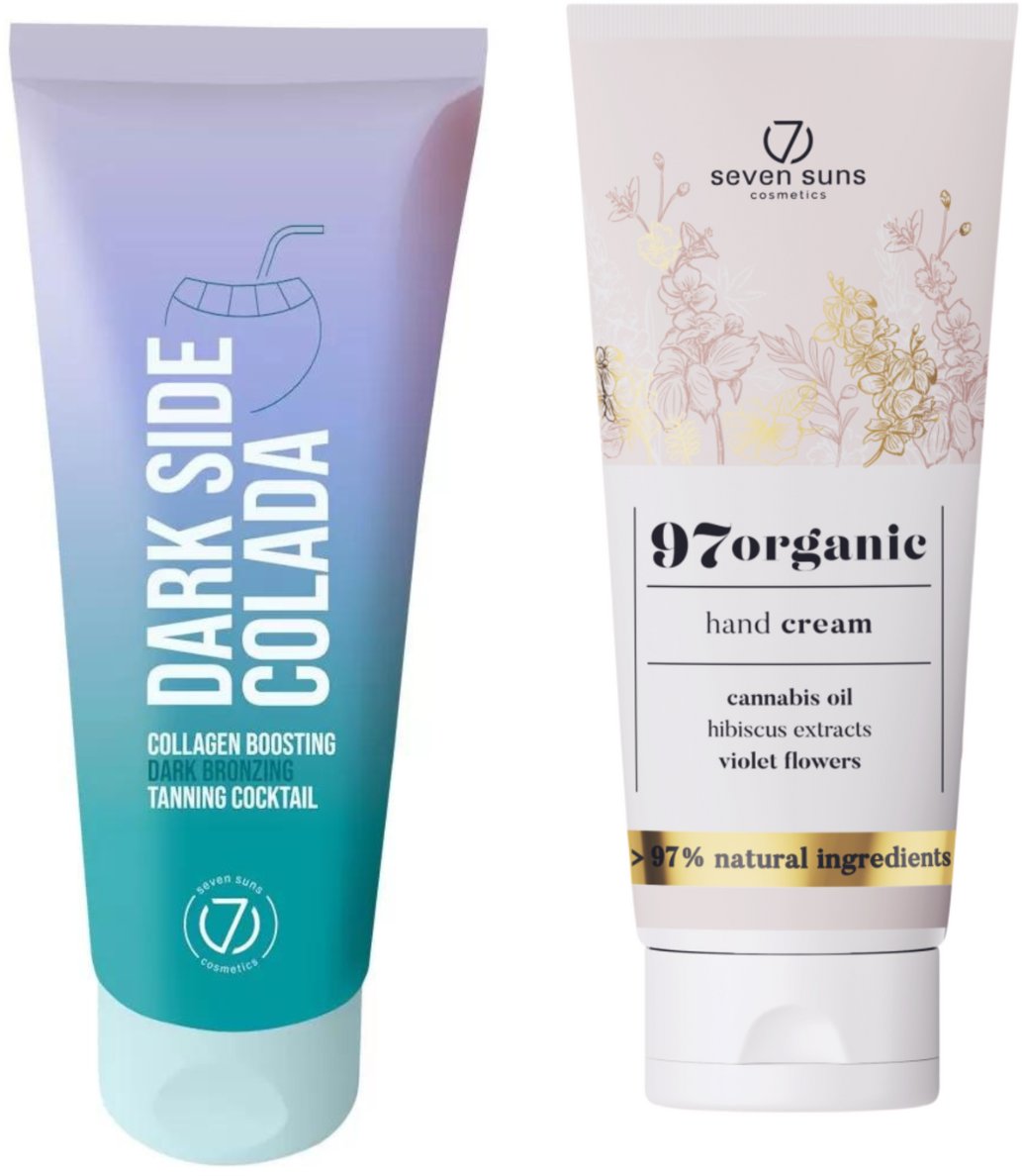 7suns Dark Side Colada Kolagenowy Koktajl Opalający 100ml + Krem Do Rąk 75ml Gratis