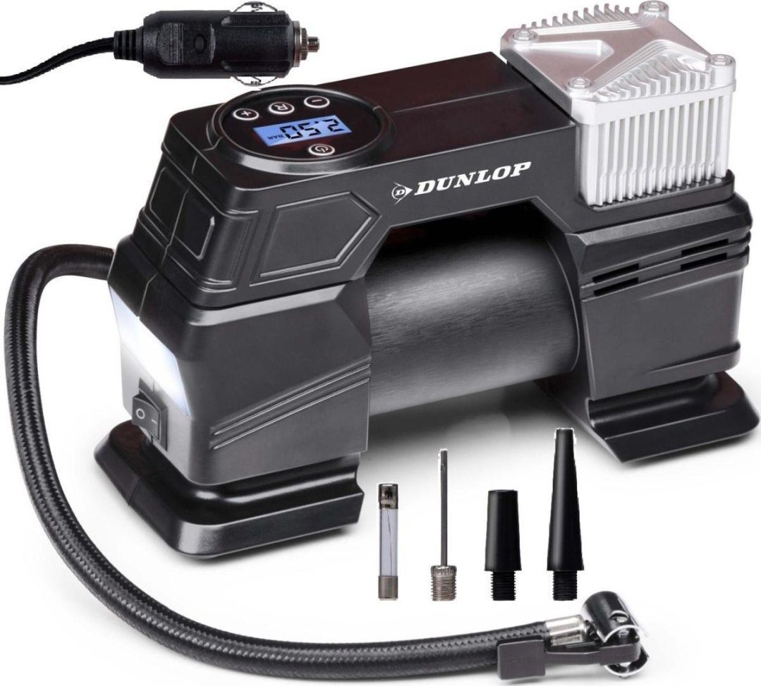 Kompresor samochodowy Dunlop KOMPRESOR SAMOCHODOWY DUNLOP 12V, 150 PSI Z ELEKTRONICZNYM MANOMETREM