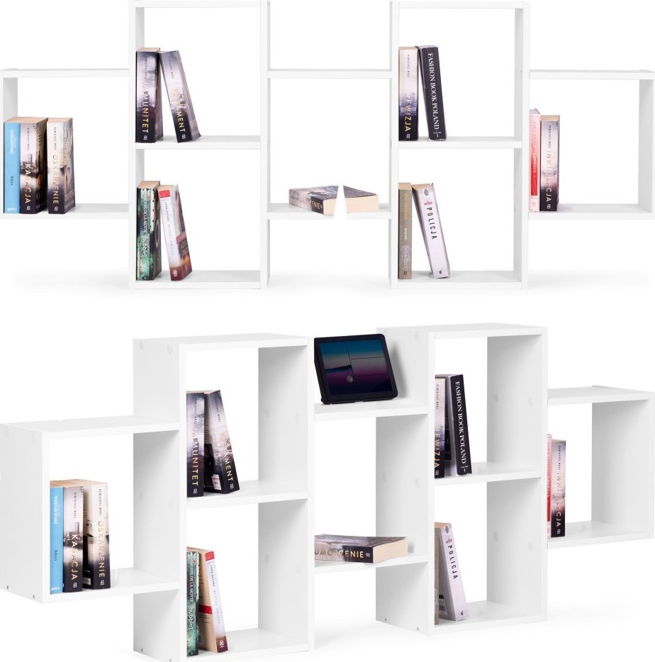 ModernHome Nowoczesny wiszący regał 8 półek biały