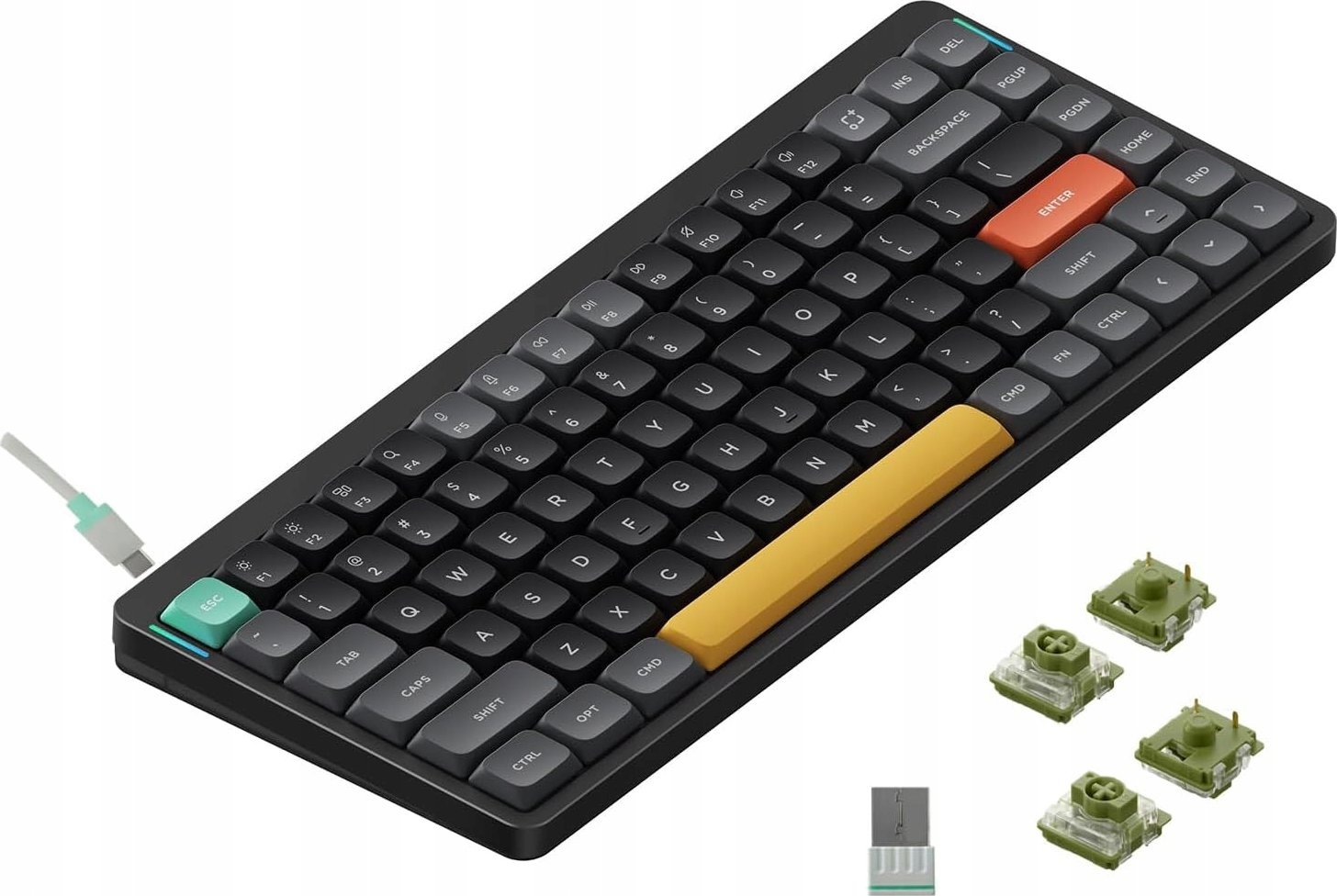Nuphy - Air75 V2 Wireless Mechanical Keyboard - Bezprzewodowa Klawiatura Mechaniczna Slim Basalt Black Moss