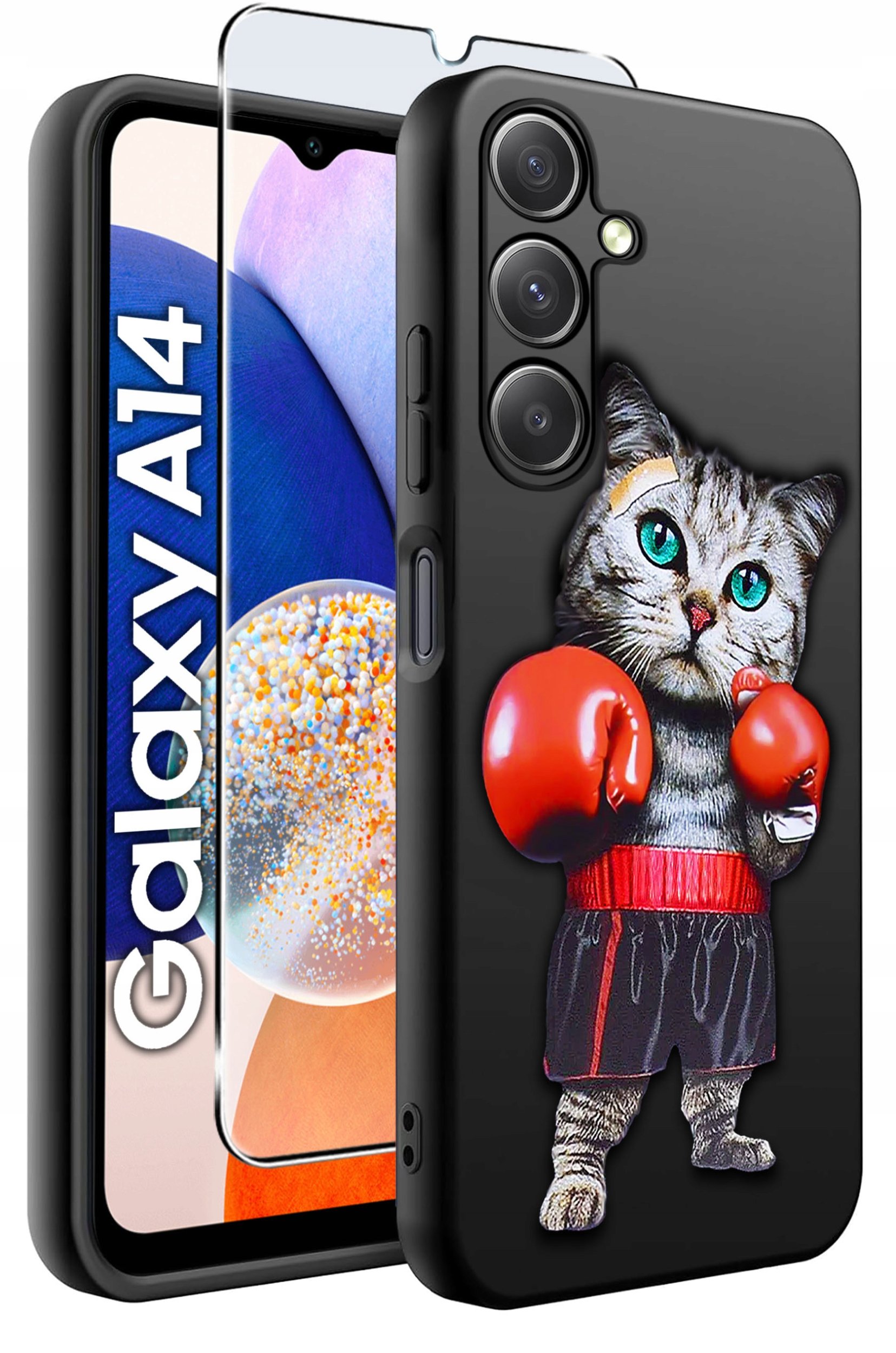 ETUI do Samsung A14 5G WZORY | SILIKONOWE MATT CASE + SZKŁO HARTOWANE 9H