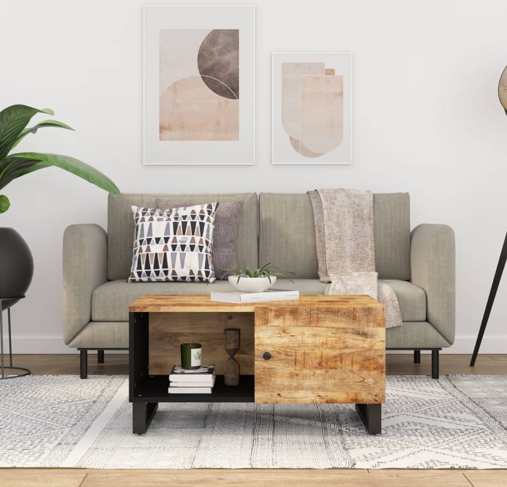 vidaXL Stolik kawowy, 80x50x40 cm, mango i materiał drewnopochodny