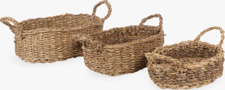 Giftdecor Koszyki z trawy morskiej owalne GOW, 3 sztuki