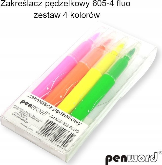 Polsirhurt Zakreślacz pędzelkowy 605-4 Fluo 4 kolory