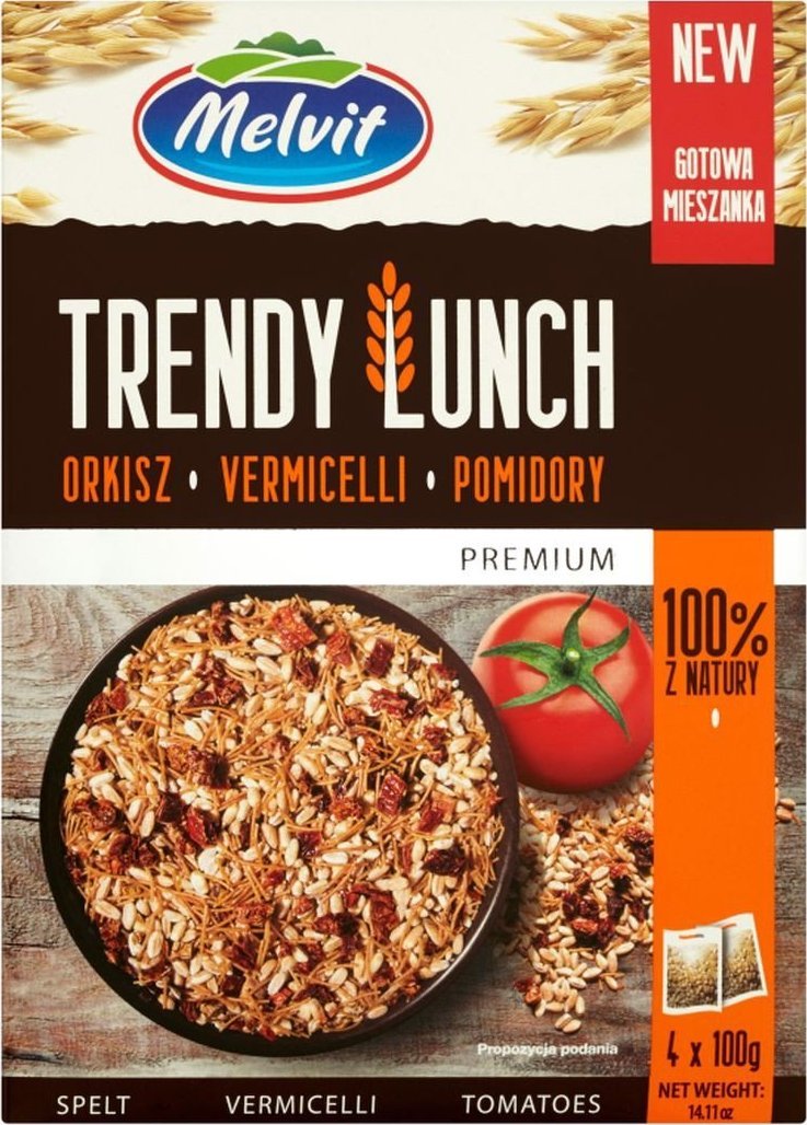 Melvit Melvit Premium Trendy Lunch orkisz vermicelli pomidory 400 g (4 saszetki)