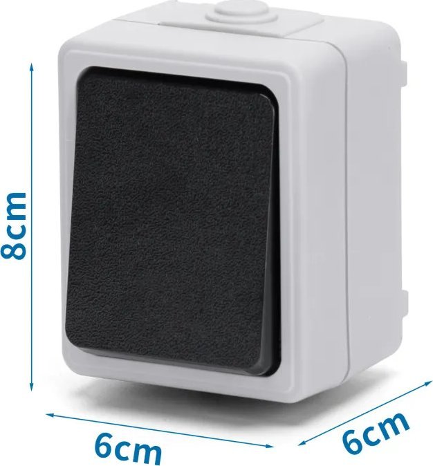 Aigostar Włącznik pojedynczy dwubiegunowy natynkowy typu niemieckiego szary Łącznik pojedynczy dwubiegunowy natynkowy typu niemieckiego szary