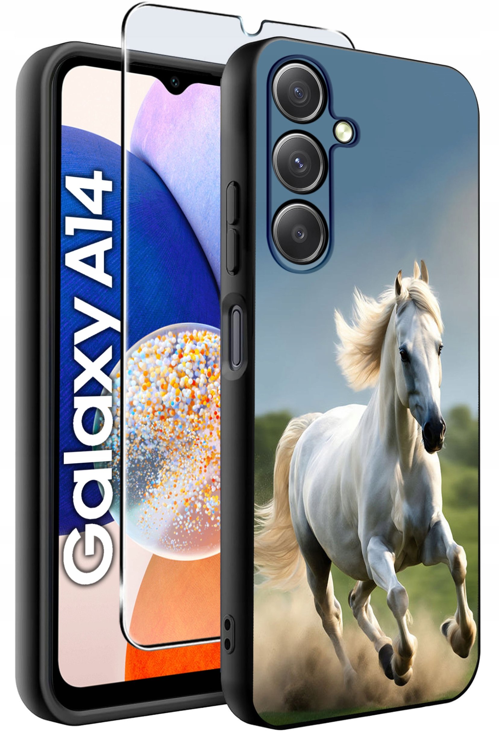 ETUI do Samsung A14 5G WZORY | SILIKONOWE MATT CASE + SZKŁO HARTOWANE 9H