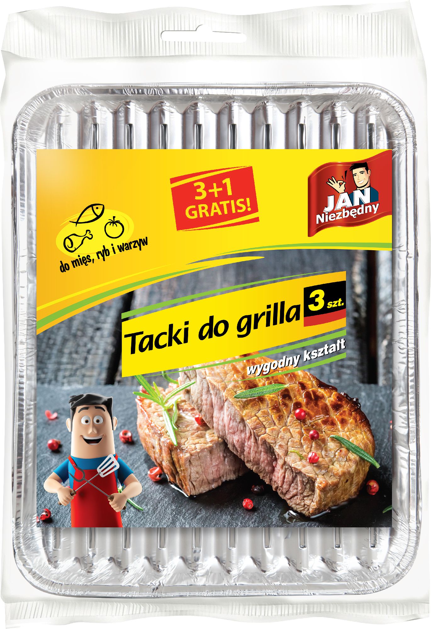 JAN Niezbędny Tacki do grilla prostokątne małe, 3+1 szt (8571015986)