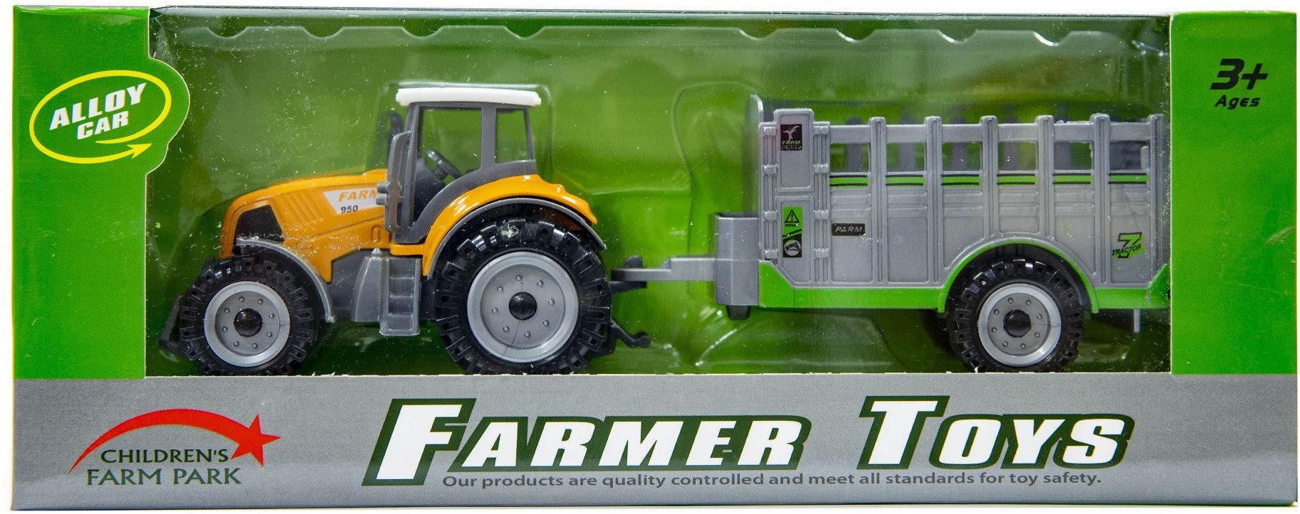 Traktor z przyczepą pomarańczowy