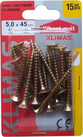 Wkręt-met Wkręty hartowane do drewna 5x45mm 15szt PZ2 złote