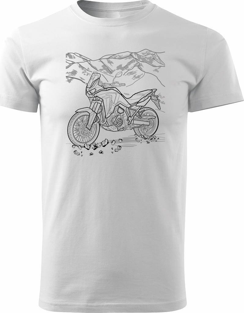 Topslang Koszulka motocyklowa z motocyklem Honda Africa Twin CRF1100L męska biała XL