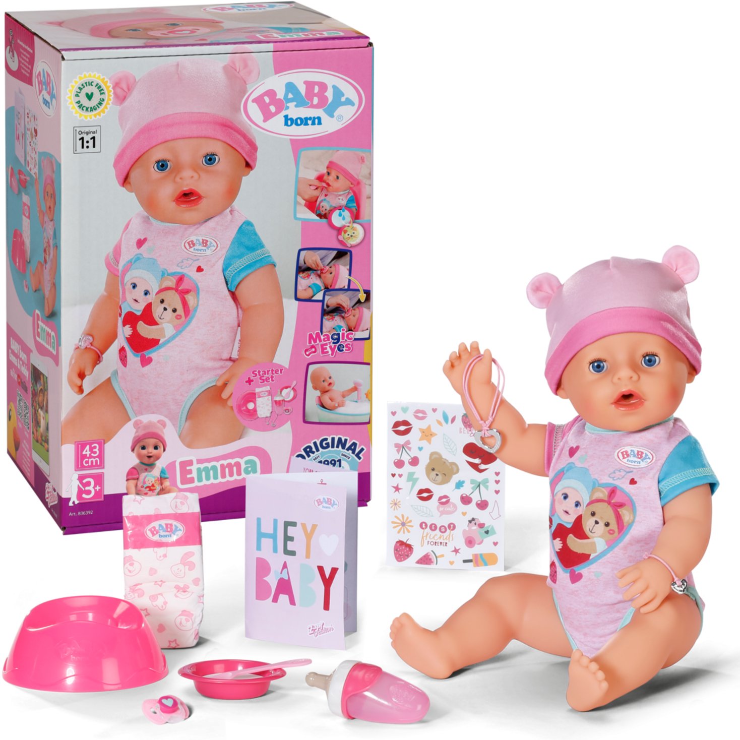 BABY born @ Emma 43cm, Baby doll, Female, 3 yr(s), Boy/Girl, 430 mm, Multicolour