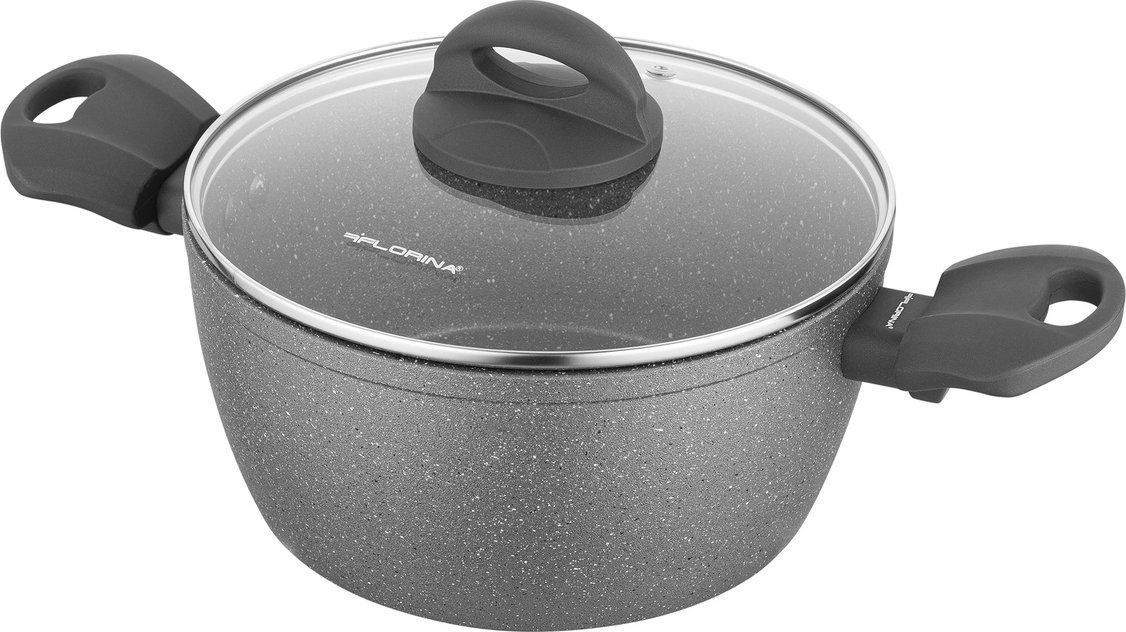 Florina Garnek kamienny z pokrywką na indukcję i gaz Florina Lava Stone 1,6 l 18 cm szary