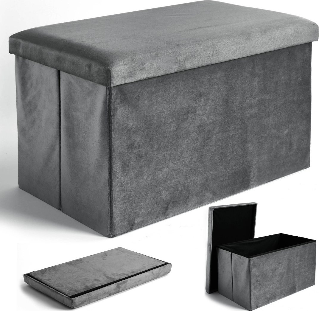 Pufa składana welurowa DIEGO grafitowy VELVET rozmiar XL