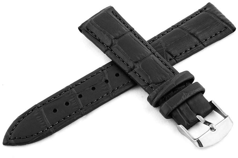 Skórzany pasek do zegarka Connect C1 22 mm czarny XL .