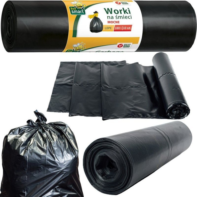 Bee Smart Worki na śmieci odpady MOCNE czarne 160l LDPE x10