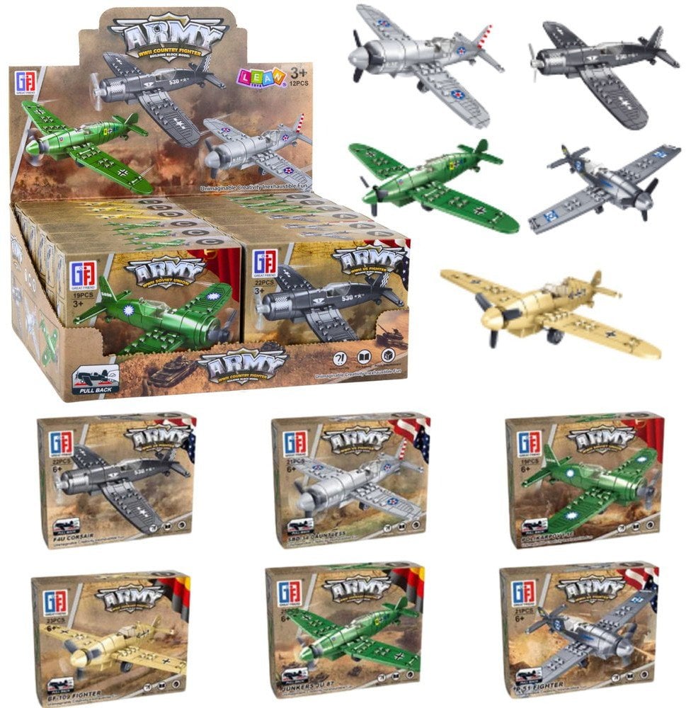 Zestaw Klocki Konstrukcyjne Myśliwiec Samolot Wojskowy Napęd LEAN TOYS