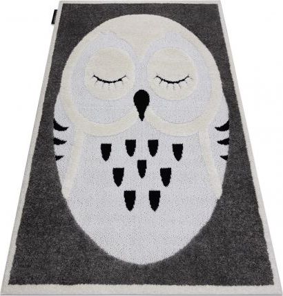 Dywany Łuszczów Dywan dziecięcy JOY Owl sowa, dla dzieci - Strukturalny, dwa poziomy runa szary / krem, 160x220 cm