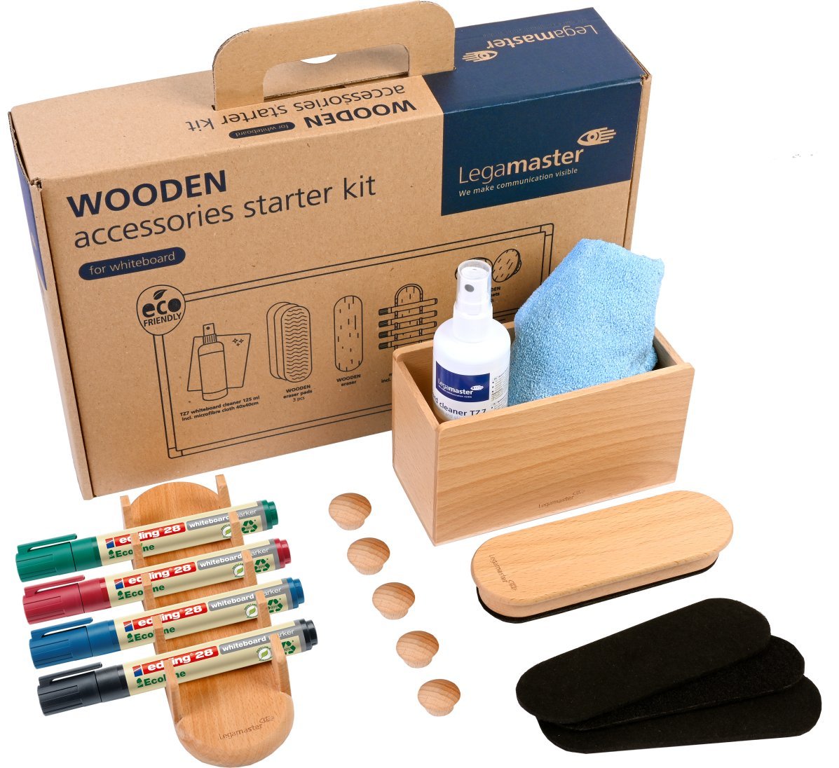 Legamaster WOODEN whiteboard accessory set 17-piece, Accessory set, Netherlands, 214 mm, 333 mm, 74 mm