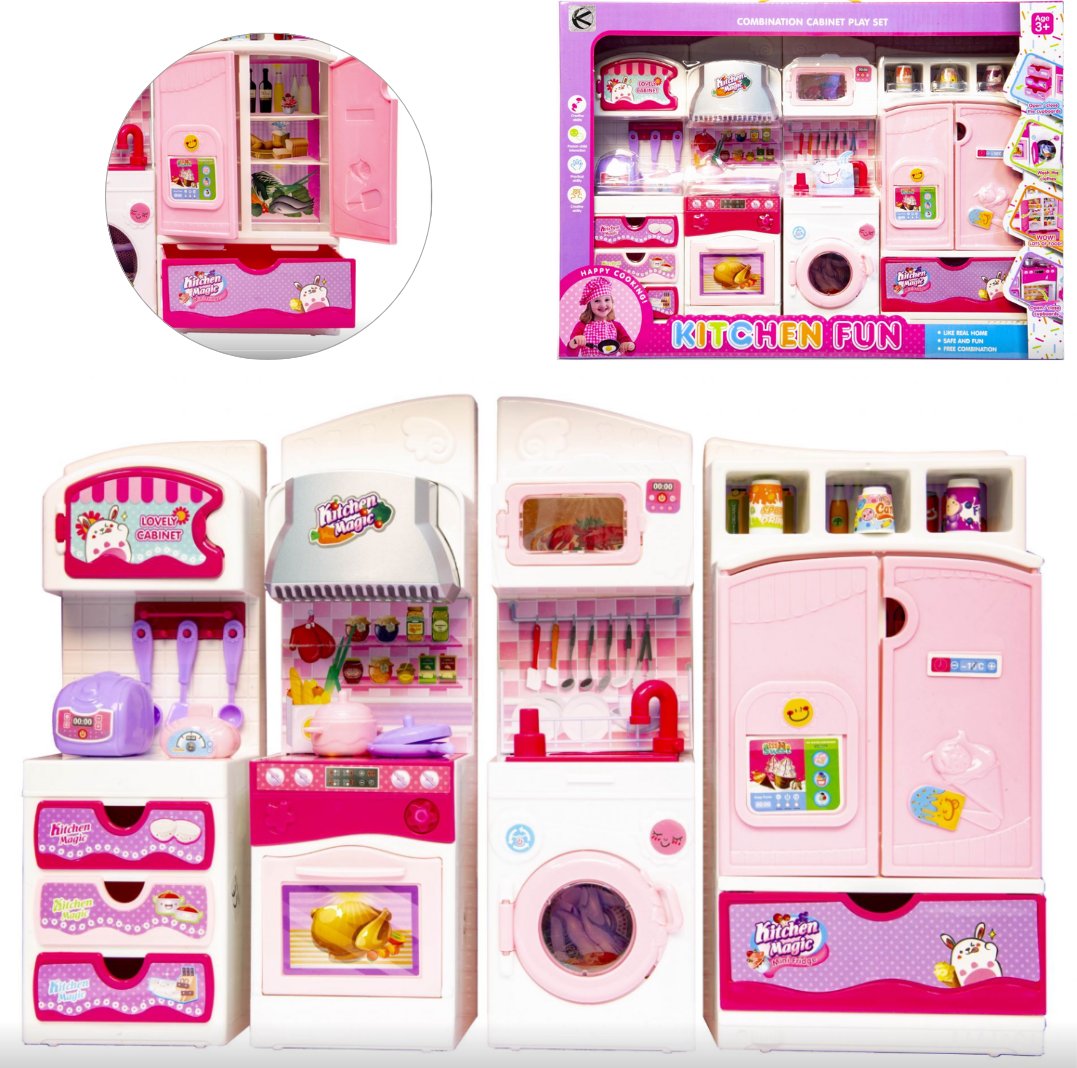 Kuchnia duży zestaw mebelków dla lalek - różowy