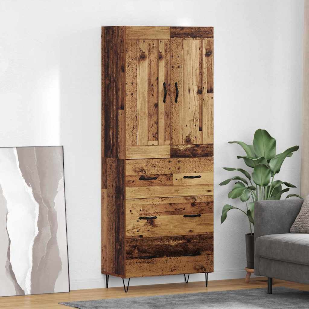 vidaXL Highboard z szufladą Stare drewno 69,5 x 34 x 180 cm