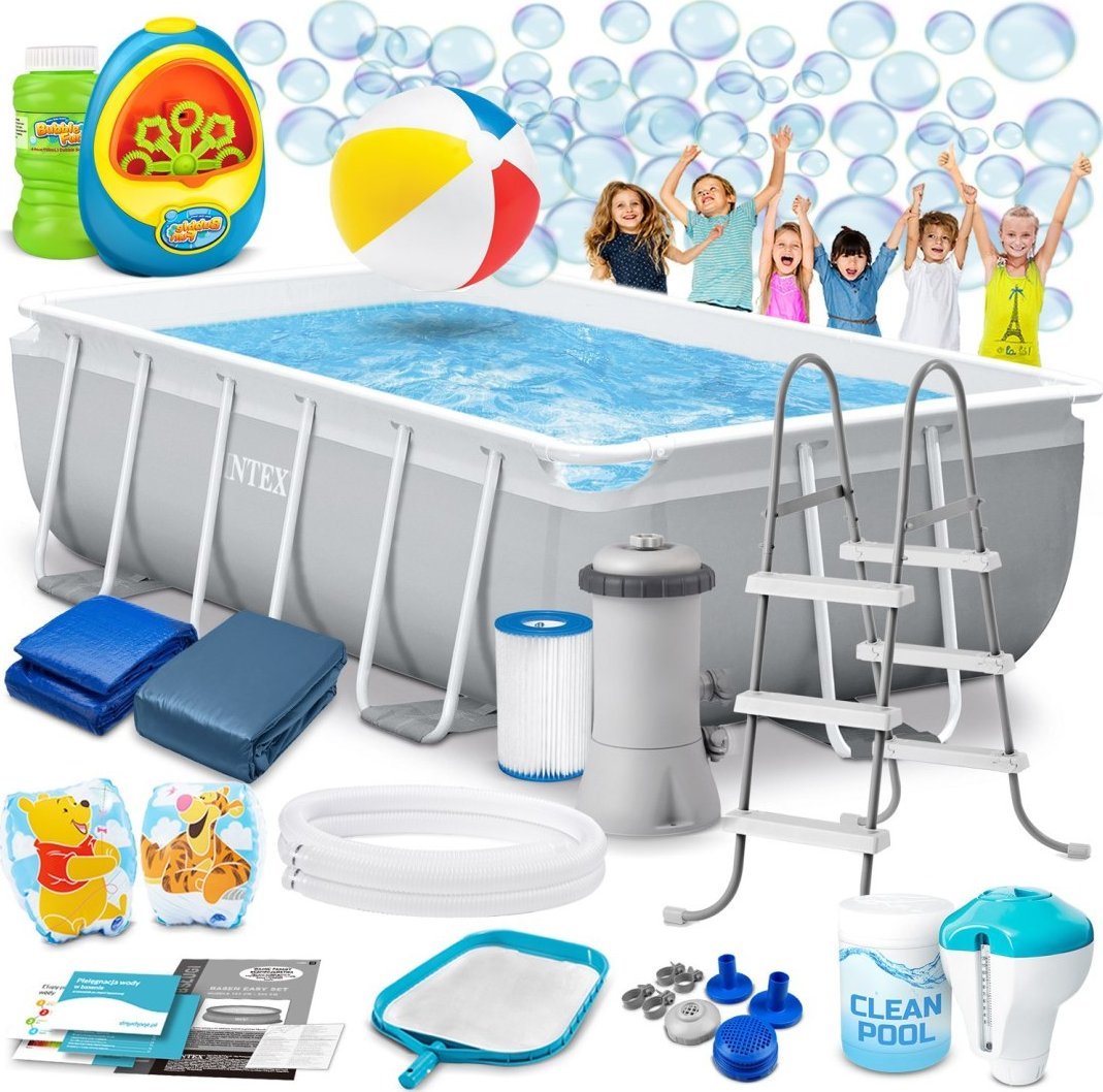 Basen ogrodowy stelażowy 300 x 175 x 80 cm 18w1 INTEX 26784 + maszyna do baniek GRATIS EDUKAMP