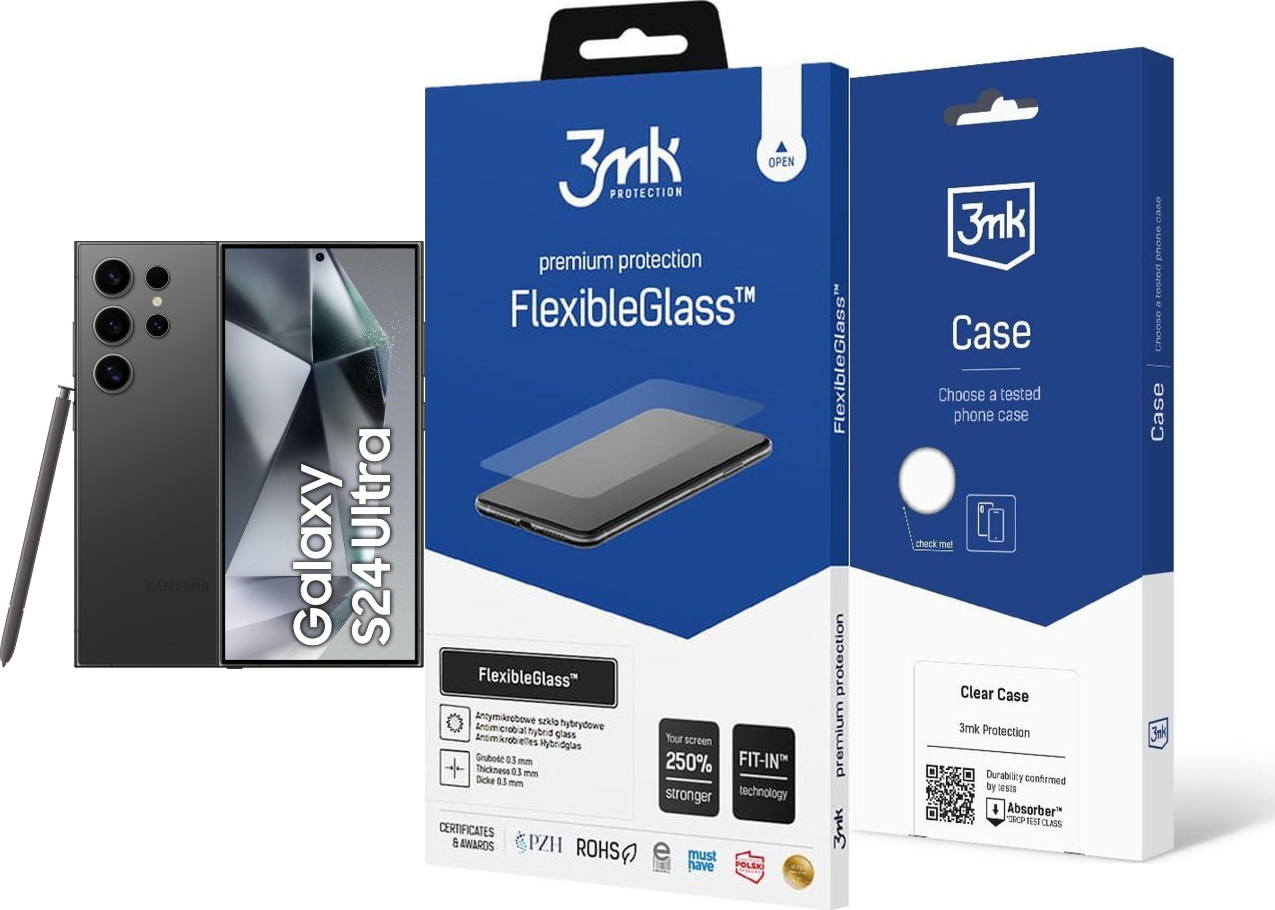 Smartfon Samsung Galaxy S24 Ultra 5G 12/512GB Czarny (SM-S928BZK) + FlexibleGlass + Etui Clear Case