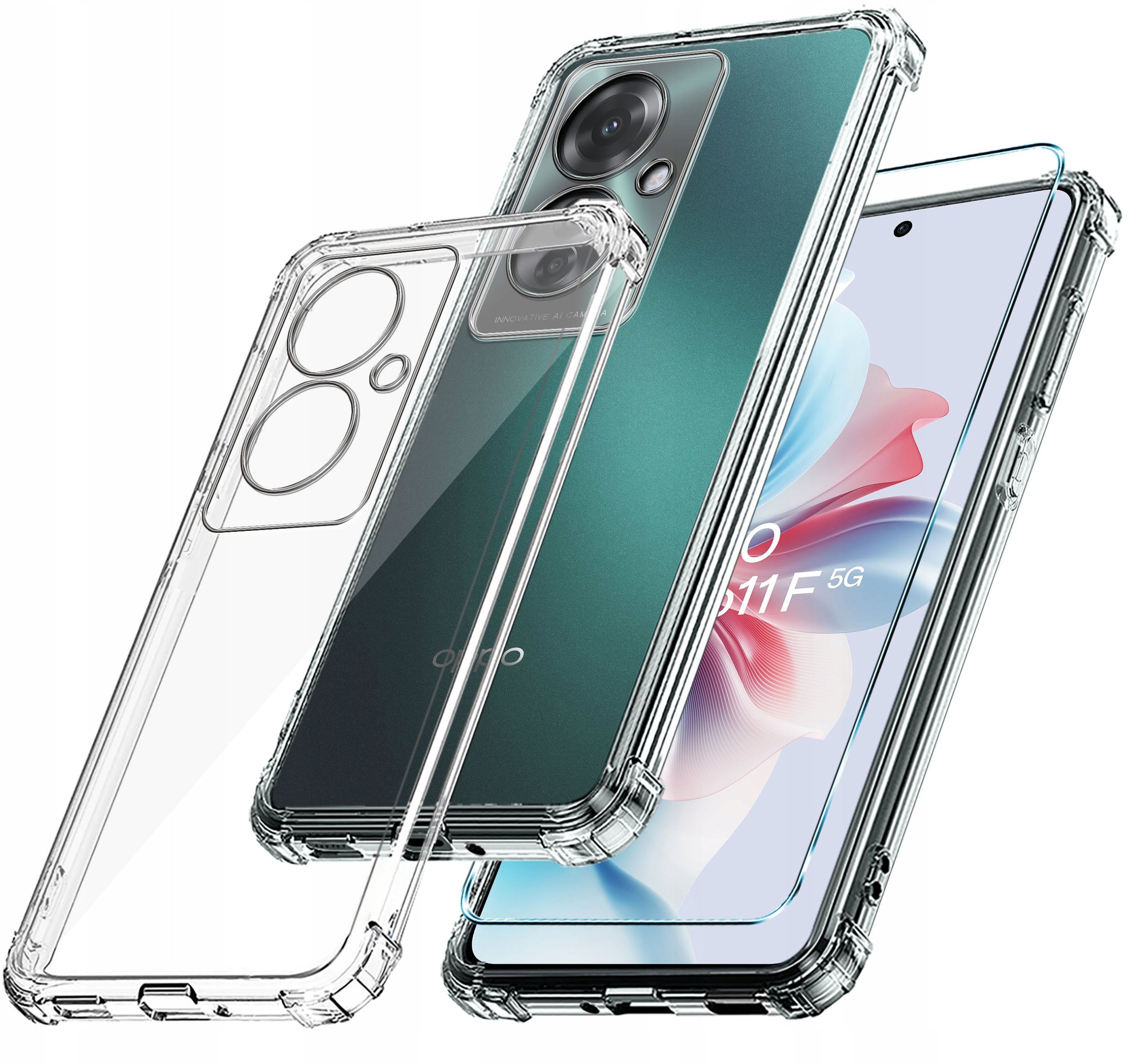 Etui do Oppo Reno 11F 5G ANTI-SHOCK CLEAR CASE + Szkło OCHRONNE 9H