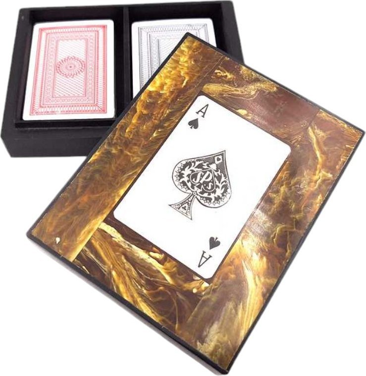 Giftdeco Dwie talie kart w pudełku z żywicy