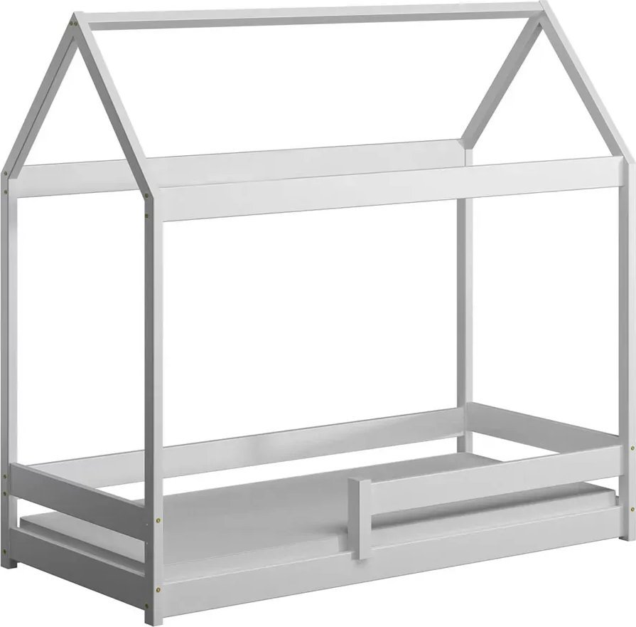 Elior Białe łóżko dziecięce z barierkami - Rara 200x90 cm