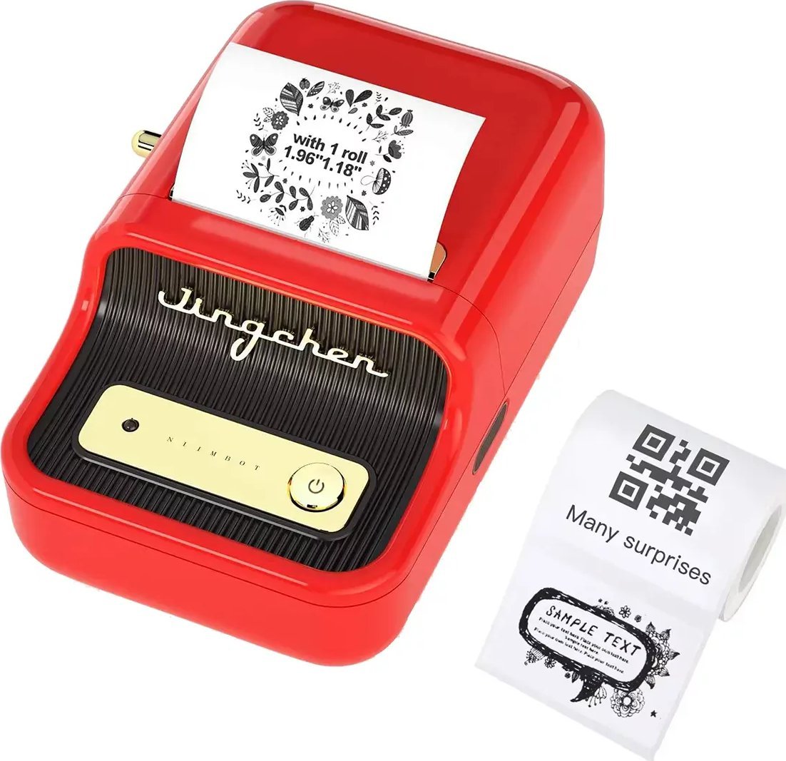 Drukarka etykiet Niimbot termiczna czerwona + rolka etykiet B21