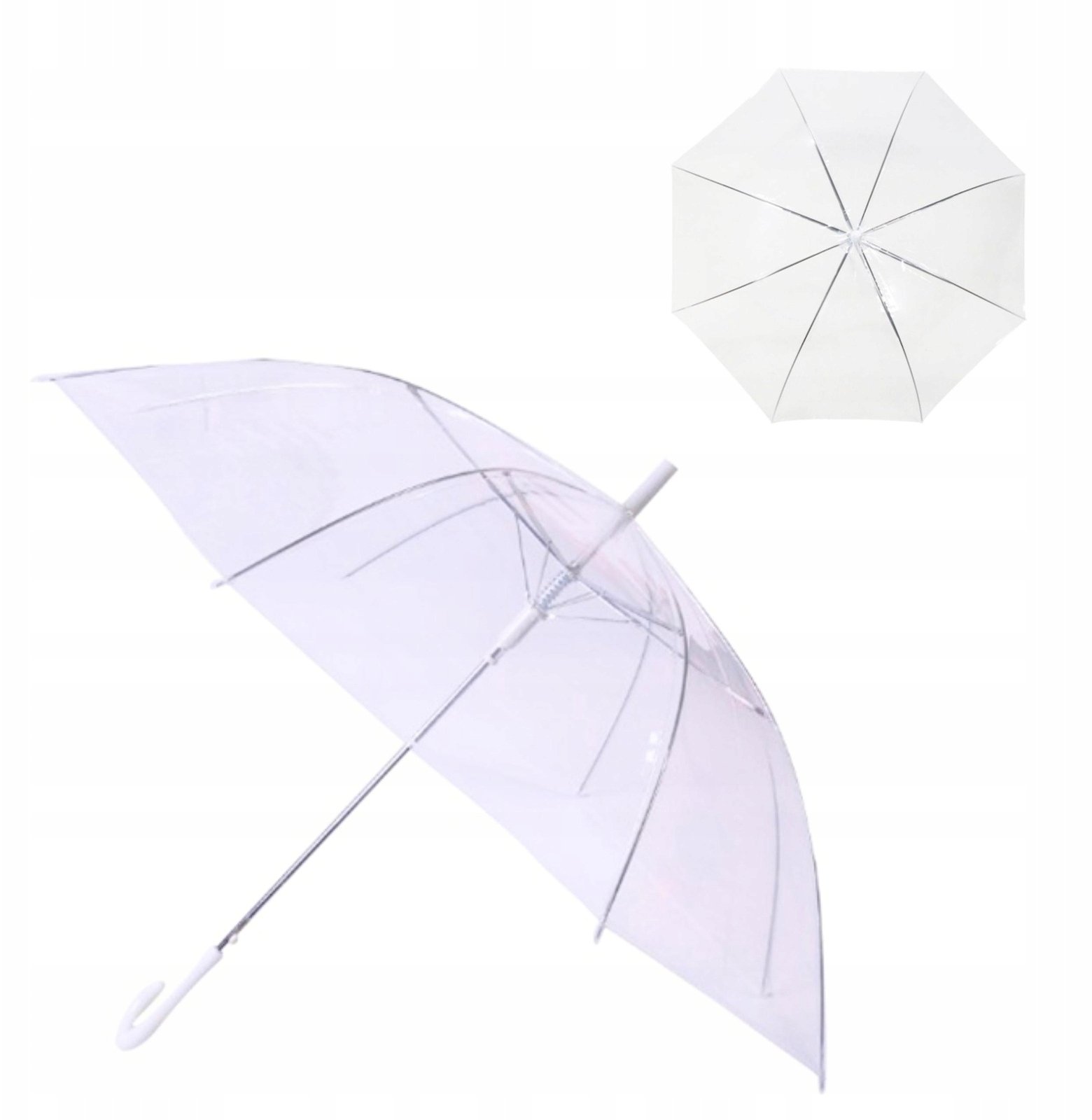Parasolka automatyczna przezroczysta białe wykończ