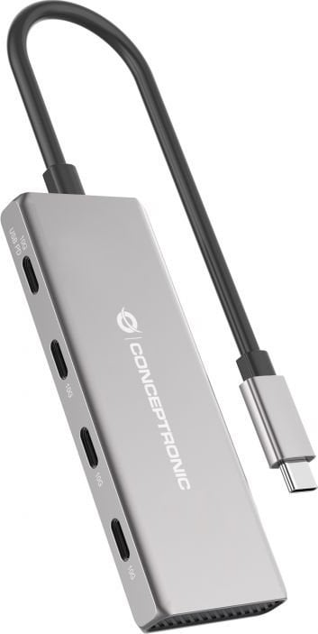 Adapter AV Conceptronic CONCEPTRONIC Dock USB-C->4xUSB-C 100WPD o.Netzteil 0.25m gr