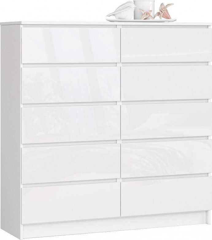 Elior Biała komoda w połysku z szufladami - Zolari 4X