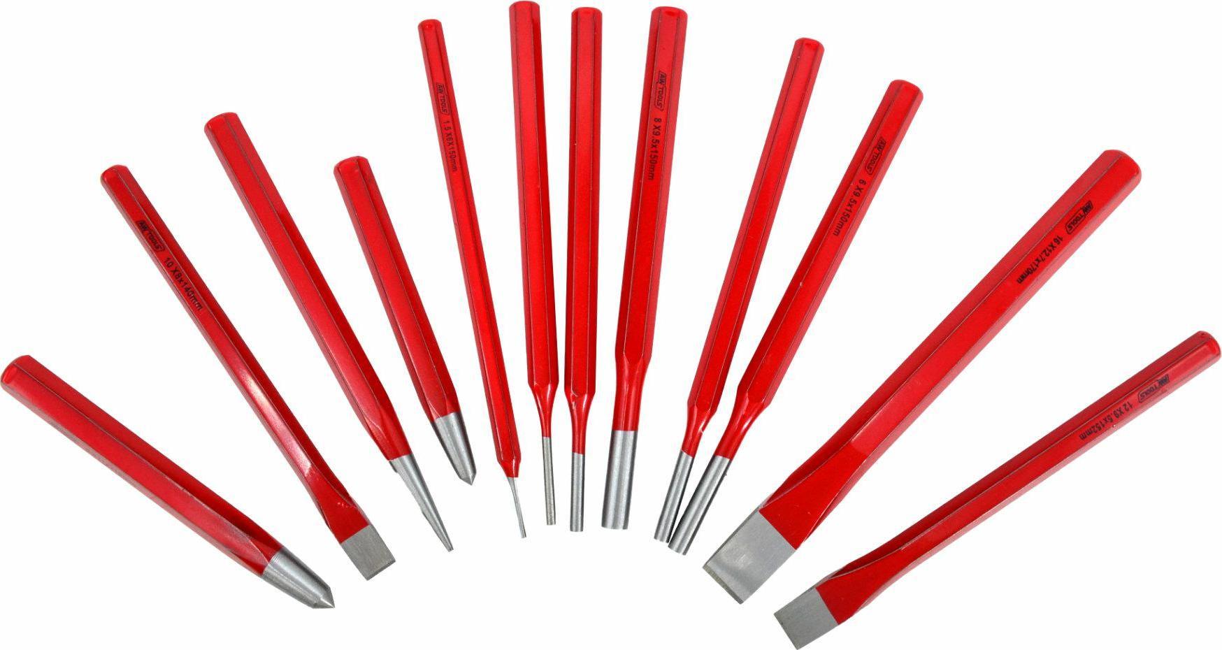 AWTools AWTOOLS ZESTAW PRZECINAKÓW, PUNKTAKÓW I WYBIJAKÓW 12 CZĘŚCI