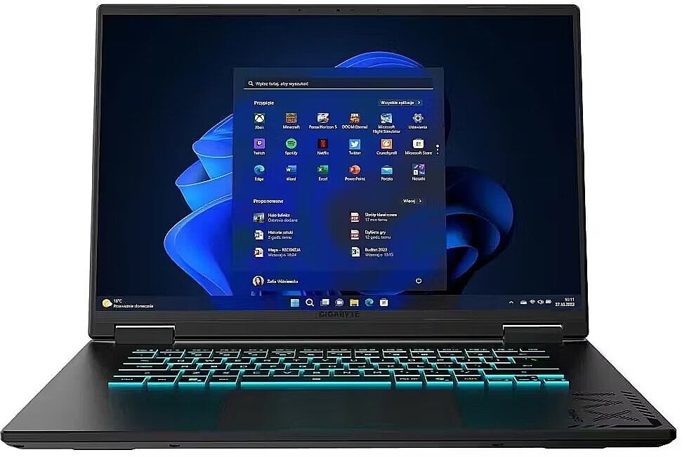 Laptop Gigabyte A16 - i7-13620H | 16"-165Hz | 64GB | 1TB + 1TB | W11P | RTX 4050