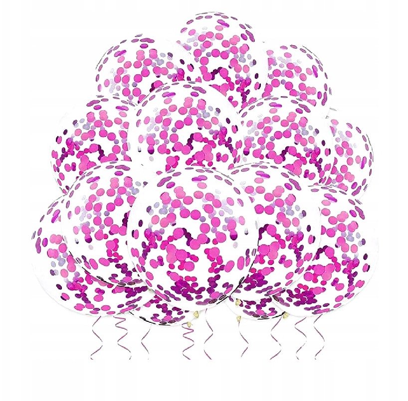 Balon Klasyczny Przezroczysty z konfetti Happy Birthday Urodziny 10 szt.