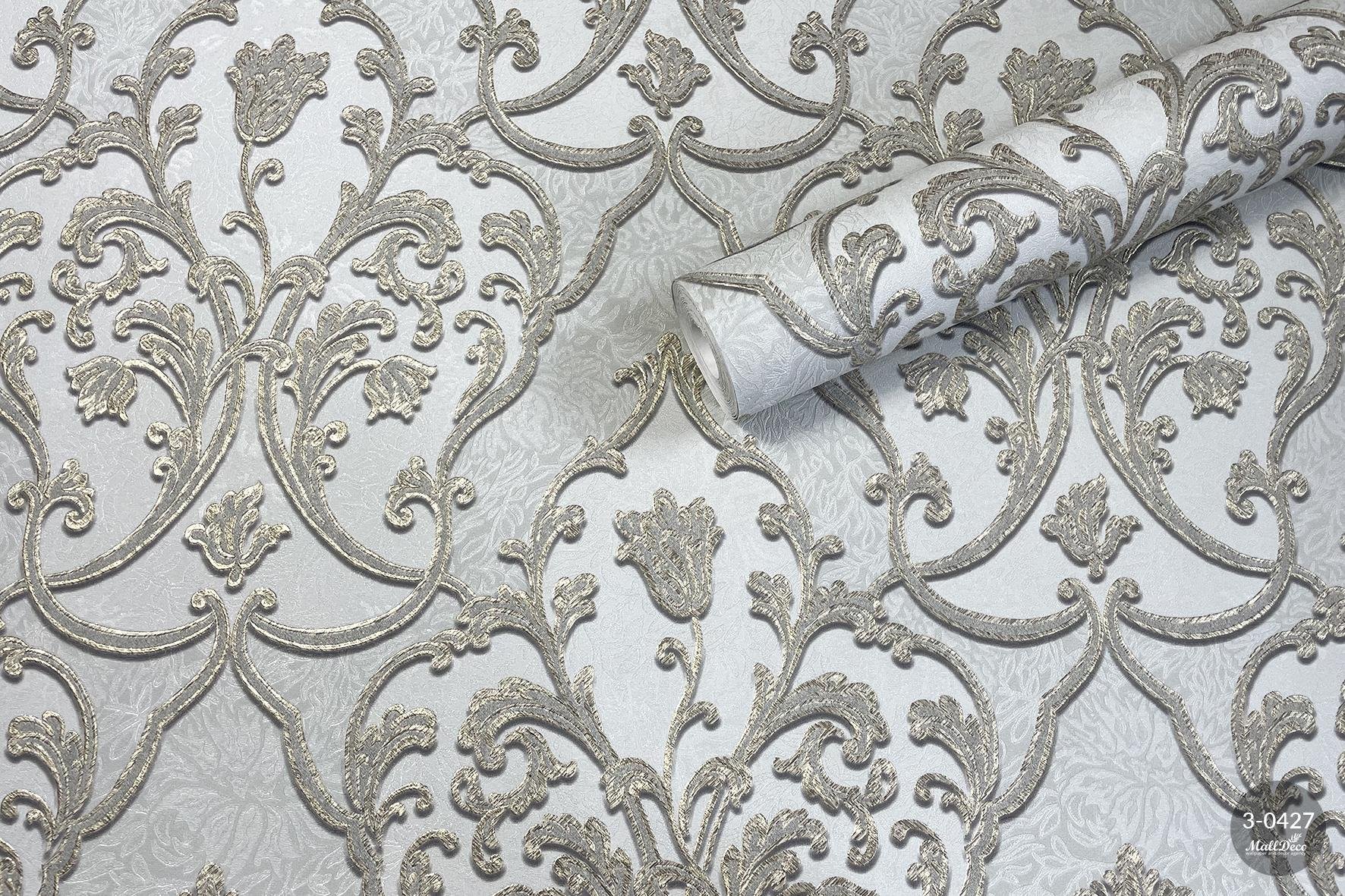 MallDeco MODEL TAPETY WINYLOWEJ LOREDANA DECOR MIĘTOWO-ZŁOTY